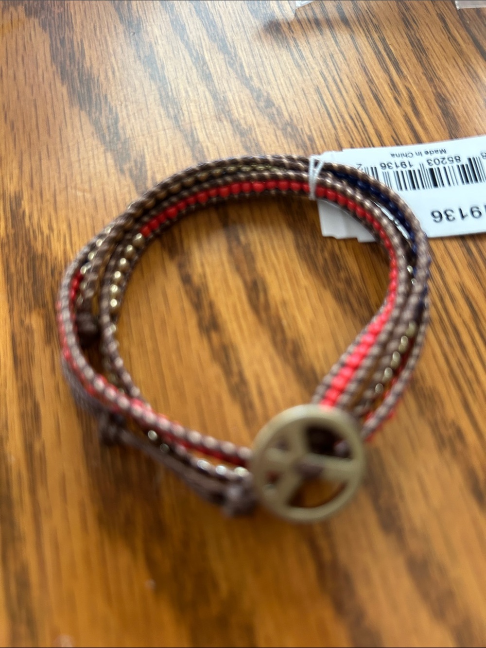 ViVI Brown and Red Multi-Strand Wrap Bracelet with Gold Accent
